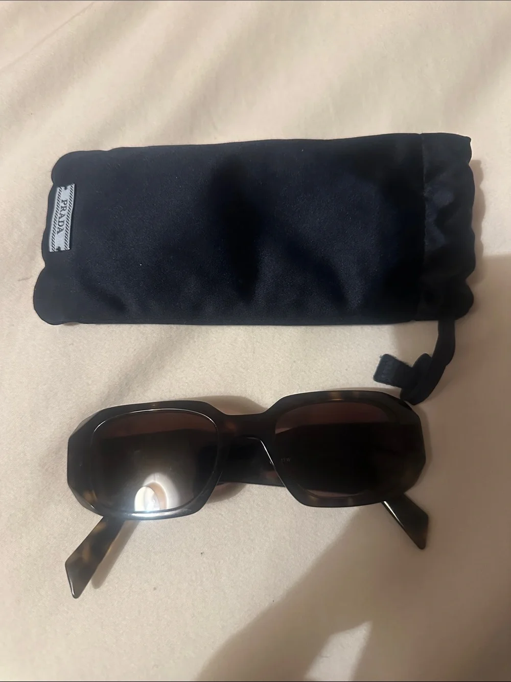 Prada Brown Tortoise Rectangular Sunglasses with Pouch
